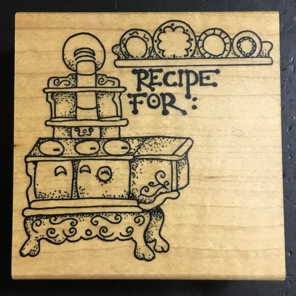 'Recipe For' Vintage Chamber Stove Rubber Stamp by Embossing Arts Co - Picture 1 of 3